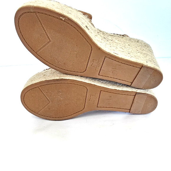 MARC FISHER SIZE 9M Suede Brown Open Toe Espadrille Wedge Sandals Mlandela Strap - Picture 7 of 16
